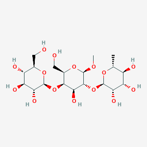 molecular formula C19H34O15 B164349 Methyl 4-O-beta-glucopyranosyl-2-O-alpha-rhamnopyranosyl-beta-galactopyranoside CAS No. 128962-68-5
