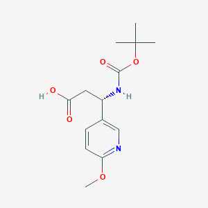 molecular formula C14H20N2O5 B164356 (S)-3-((tert-Butoxycarbonyl)amino)-3-(6-methoxypyridin-3-yl)propanoic acid CAS No. 1217755-81-1