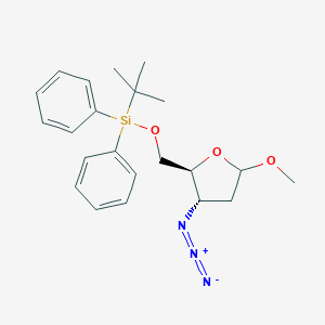 molecular formula C22H29N3O3Si B164359 [(2S,3S)-3-azido-5-methoxyoxolan-2-yl]methoxy-tert-butyl-diphenylsilane CAS No. 133908-22-2