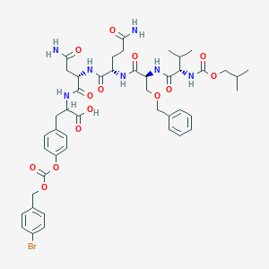 2-[[(2S)-4-amino-2-[[(2S)-5-amino-2-[[(2S)-2-[[(2S)-3-methyl-2-(2-methylpropoxycarbonylamino)butanoyl]amino]-3-phenylmethoxypropanoyl]amino]-5-oxopentanoyl]amino]-4-oxobutanoyl]amino]-3-[4-[(4-bromophenyl)methoxycarbonyloxy]phenyl]propanoic acid