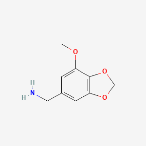 molecular formula C9H11NO3 B1645610 (7-Methoxybenzo[d][1,3]dioxol-5-yl)methanamine 