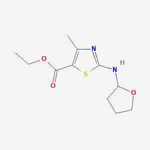 molecular formula C11H16N2O3S B1645687 Ethyl 4-methyl-2-((tetrahydrofuran-2-yl)amino)thiazole-5-carboxylate 