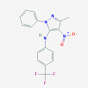 molecular formula C17H13F3N4O2 B164577 3-Methyl-4-nitro-1-phenyl-N-[4-(trifluoromethyl)phenyl]-1H-pyrazol-5-amine CAS No. 136389-87-2