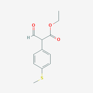 molecular formula C12H14O3S B1645889 Ethyl 4-methylthio-alpha-formyl-phenylacetate 