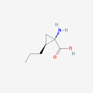 molecular formula C7H13NO2 B164614 Cyclopropanecarboxylic acid, 1-amino-2-propyl-, (1S,2S)-(9CI) CAS No. 136328-39-7
