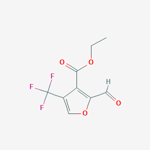 molecular formula C9H7F3O4 B1647184 Ethyl 2-formyl-4-(trifluoromethyl)furan-3-carboxylate 