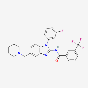molecular formula C27H24F4N4O B1647268 N-(1-(3-fluorophenyl)-5-(piperidin-1-ylmethyl)-1H-benzo[d]imidazol-2-yl)-3-(trifluoromethyl)benzamide 