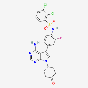 molecular formula C24H20Cl2FN5O3S B1647508 N1-[4-[4-Amino-7-(4-oxocyclohexyl)-7H-pyrrolo[2,3-d]pyrimidin-5-yl]-2-fluorophenyl]-2,3-dichloro-1-benzenesulfonamide 