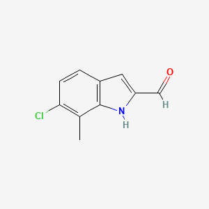 molecular formula C10H8ClNO B1647673 6-Chloro-7-methyl-1H-indole-2-carbaldehyde CAS No. 883529-78-0