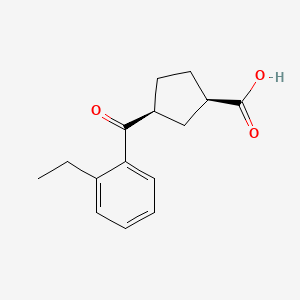 molecular formula C15H18O3 B1648108 cis-3-(2-Ethylbenzoyl)cyclopentane-1-carboxylic acid 