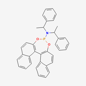 molecular formula C36H30NO2P B1648345 N,N-bis(1-phenylethyl)-12,14-dioxa-13-phosphapentacyclo[13.8.0.02,11.03,8.018,23]tricosa-1(15),2(11),3,5,7,9,16,18,20,22-decaen-13-amine CAS No. 209482-27-9