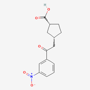 molecular formula C14H15NO5 B1648700 cis-3-[2-Oxo-2-(3-nitrophenyl)ethyl]cyclopentane-1-carboxylic acid 