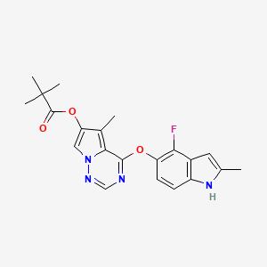 molecular formula C21H21FN4O3 B1648819 4-((4-Fluoro-2-methyl-1H-indol-5-yl)oxy)-5-methylpyrrolo[2,1-f][1,2,4]triazin-6-yl pivalate 