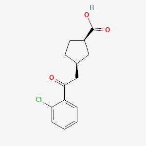 molecular formula C14H15ClO3 B1648858 cis-3-[2-(2-Chlorophenyl)-2-oxoethyl]cyclopentane-1-carboxylic acid CAS No. 733740-40-4