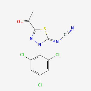 [5-Acetyl-3-(2,4,6-trichlorophenyl)-1,3,4-thiadiazol-2-ylidene]cyanamide