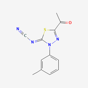 [5-Acetyl-3-(3-methylphenyl)-1,3,4-thiadiazol-2-ylidene]cyanamide