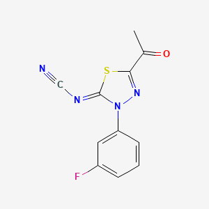 [5-Acetyl-3-(3-fluorophenyl)-1,3,4-thiadiazol-2-ylidene]cyanamide