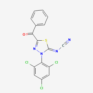 [5-Benzoyl-3-(2,4,6-trichlorophenyl)-1,3,4-thiadiazol-2-ylidene]cyanamide