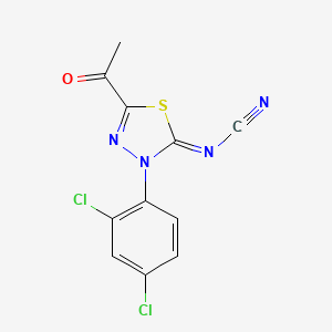 [5-Acetyl-3-(2,4-dichlorophenyl)-1,3,4-thiadiazol-2-ylidene]cyanamide