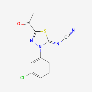 [5-Acetyl-3-(3-chlorophenyl)-1,3,4-thiadiazol-2-ylidene]cyanamide