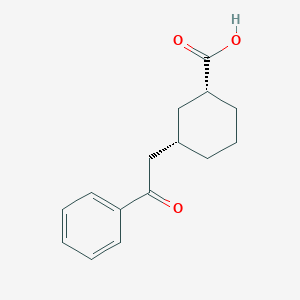 molecular formula C15H18O3 B1649142 cis-3-(2-Oxo-2-phenylethyl)cyclohexane-1-carboxylic acid 