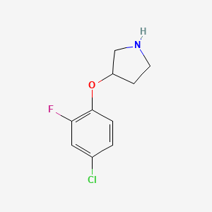 molecular formula C10H11ClFNO B1649177 3-(4-Chloro-2-fluorophenoxy)pyrrolidine 