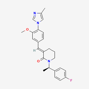 (3E)-1-[(1R)-1-(4-Fluorophenyl)ethyl]-3-[[3-methoxy-4-(4-methylimidazol-1-yl)phenyl]methylidene]piperidin-2-one
