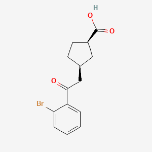 molecular formula C14H15BrO3 B1649193 cis-3-[2-(2-Bromophenyl)-2-oxoethyl]cyclopentane-1-carboxylic acid 