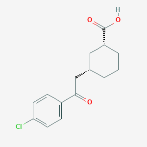 molecular formula C15H17ClO3 B1649195 cis-3-[2-(4-Chlorophenyl)-2-oxoethyl]cyclohexane-1-carboxylic acid 