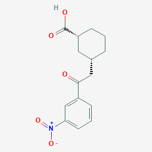 molecular formula C15H17NO5 B1649196 cis-3-[2-Oxo-2-(3-nitrophenyl)ethyl]cyclohexane-1-carboxylic acid 