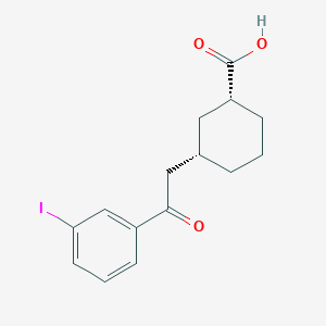 molecular formula C15H17IO3 B1649197 cis-3-[2-(3-Iodophenyl)-2-oxoethyl]cyclohexane-1-carboxylic acid 