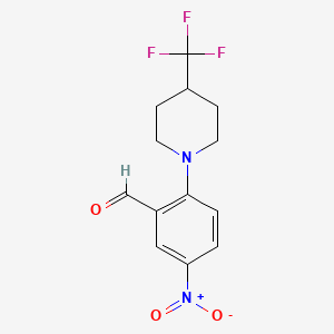molecular formula C13H13F3N2O3 B1649250 5-硝基-2-[4-(三氟甲基)哌啶基]苯甲醛 CAS No. 1033463-37-4