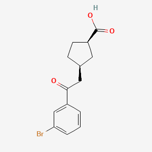 cis-3-[2-(3-Bromophenyl)-2-oxoethyl]cyclopentane-1-carboxylic acid