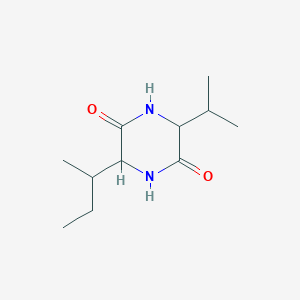 molecular formula C11H20N2O2 B1649274 2,5-Piperazinedione, 3-(1-methylethyl)-6-(1-methylpropyl)- CAS No. 104068-43-1