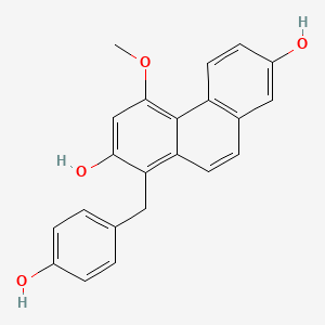 molecular formula C22H18O4 B1649297 1-[(4-Hydroxyphenyl)methyl]-4-methoxyphenanthrene-2,7-diol CAS No. 133740-30-4