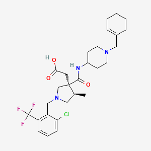 molecular formula C28H37ClF3N3O3 B1649300 2-[(3S,4R)-1-[[2-chloro-6-(trifluoromethyl)phenyl]methyl]-3-[[1-(cyclohexen-1-ylmethyl)piperidin-4-yl]carbamoyl]-4-methylpyrrolidin-3-yl]acetic acid CAS No. 1427058-33-0
