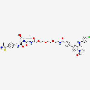 molecular formula C55H66ClN7O9S B1649325 (2S,4R)-1-[(2S)-2-[[2-[2-[2-[2-[[4-[(2S,4R)-1-acetyl-4-(4-chloroanilino)-2-methyl-3,4-dihydro-2H-quinolin-6-yl]benzoyl]amino]ethoxy]ethoxy]ethoxy]acetyl]amino]-3,3-dimethylbutanoyl]-4-hydroxy-N-[[4-(4-methyl-1,3-thiazol-5-yl)phenyl]methyl]pyrrolidine-2-carboxamide CAS No. 2010159-47-2