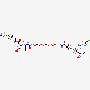 molecular formula C57H70ClN7O10S B1649326 (2S,4R)-1-[(2S)-2-[[2-[2-[2-[2-[2-[[4-[(2S,4R)-1-acetyl-4-(4-chloroanilino)-2-methyl-3,4-dihydro-2H-quinolin-6-yl]benzoyl]amino]ethoxy]ethoxy]ethoxy]ethoxy]acetyl]amino]-3,3-dimethylbutanoyl]-4-hydroxy-N-[[4-(4-methyl-1,3-thiazol-5-yl)phenyl]methyl]pyrrolidine-2-carboxamide CAS No. 2010159-48-3