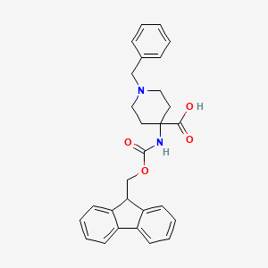 molecular formula C28H28N2O4 B1649348 4-((((9H-Fluoren-9-yl)methoxy)carbonyl)amino)-1-benzylpiperidine-4-carboxylic acid CAS No. 368866-30-2