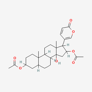 molecular formula C28H38O7 B1649349 [16-Acetyloxy-14-hydroxy-10,13-dimethyl-17-(6-oxopyran-3-yl)-1,2,3,4,5,6,7,8,9,11,12,15,16,17-tetradecahydrocyclopenta[a]phenanthren-3-yl] acetate CAS No. 4029-69-0