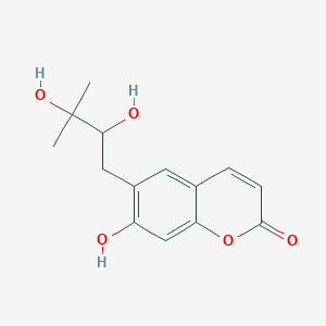 molecular formula C14H16O5 B1649351 2H-1-Benzopyran-2-one, 6-(2,3-dihydroxy-3-methylbutyl)-7-hydroxy- CAS No. 46992-81-8