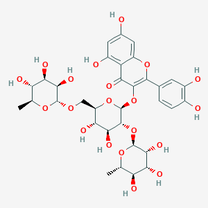molecular formula C33H40O20 B1649360 2-(3,4-Dihydroxyphenyl)-3-(4,5-dihydroxy-3-(3,4,5-trihydroxy-6-methyloxan-2-yl)oxy-6-((3,4,5-trihydroxy-6-methyloxan-2-yl)oxymethyl)oxan-2-yl)oxy-5,7-dihydroxychromen-4-one CAS No. 55696-57-6