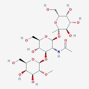 molecular formula C22H39NO16 B164939 N-[(2S,3R,4R,5S,6R)-4-[(2R,3R,4S,5R,6R)-4,5-dihydroxy-6-(hydroxymethyl)-3-methoxyoxan-2-yl]oxy-5-hydroxy-6-(hydroxymethyl)-2-[(2S,3R,4S,5R,6R)-3,4,5-trihydroxy-6-(hydroxymethyl)-2-methyloxan-2-yl]oxyoxan-3-yl]acetamide CAS No. 130648-54-3