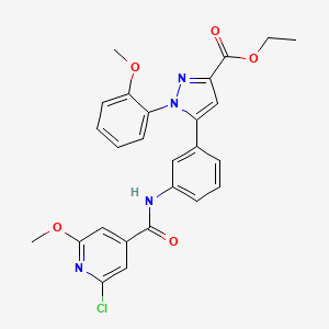 molecular formula C26H23ClN4O5 B1649484 ethyl 5-(3-{[(2-chloro-6-methoxy-4-pyridyl)carbonyl]amino}phenyl)-1-(2-methoxyphenyl)-1H-pyrazole-3-carboxylate CAS No. 1007517-58-9