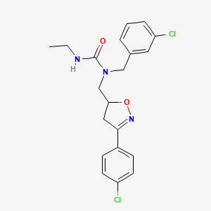 molecular formula C20H21Cl2N3O2 B1649502 N-(3-chlorobenzyl)-N-{[3-(4-chlorophenyl)-4,5-dihydro-5-isoxazolyl]methyl}-N'-ethylurea CAS No. 1008661-36-6