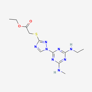 molecular formula C12H18N8O2S B1649553 ethyl ({1-[4-(ethylamino)-6-(methylamino)-1,3,5-triazin-2-yl]-1H-1,2,4-triazol-3-yl}thio)acetate CAS No. 1018046-68-8