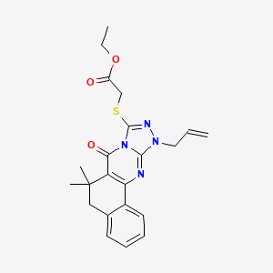molecular formula C22H24N4O3S B1649562 Ethyl 2-[(11-allyl-6,6-dimethyl-7-oxo-5,6,7,11-tetrahydrobenzo[H][1,2,4]triazolo[3,4-B]quinazolin-9-YL)sulfanyl]acetate CAS No. 1018135-51-7