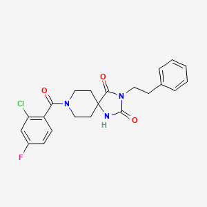 molecular formula C22H21ClFN3O3 B1649590 8-(2-Chloro-4-fluorobenzoyl)-3-phenethyl-1,3,8-triazaspiro[4.5]decane-2,4-dione CAS No. 1021032-52-9