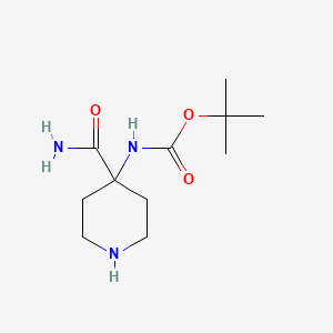 molecular formula C11H21N3O3 B1649610 tert-butyl N-(4-carbamoylpiperidin-4-yl)carbamate CAS No. 1023595-07-4