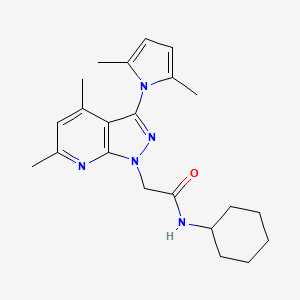 molecular formula C22H29N5O B1649652 N-cyclohexyl-2-[3-(2,5-dimethyl-1H-pyrrol-1-yl)-4,6-dimethyl-1H-pyrazolo[3,4-b]pyridin-1-yl]acetamide CAS No. 1029720-99-7